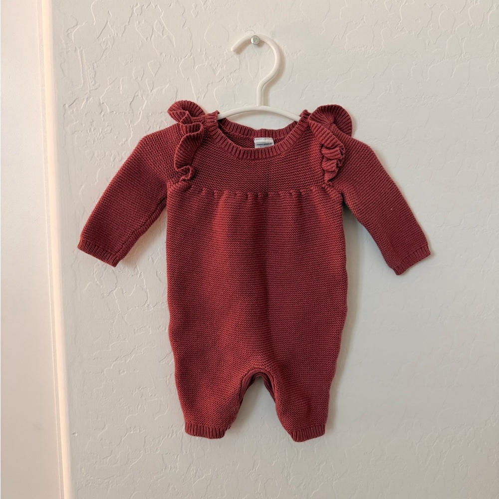 Adorable Knit Ruffled Footie - Pink